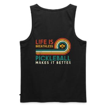 Life is amazing, Pickleball does it - Men's Premium Organic Tank Top - black - Back - AI Model Male 178 light (178cm)