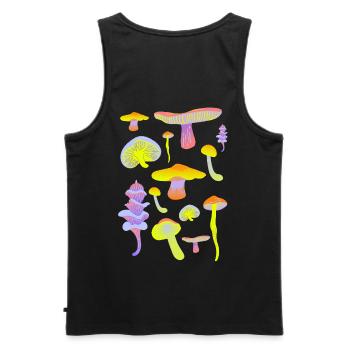 Tropical Mushroom Neon Palette - Men's Premium Organic Tank Top - black - Back - AI Model Male 178 light (178cm)