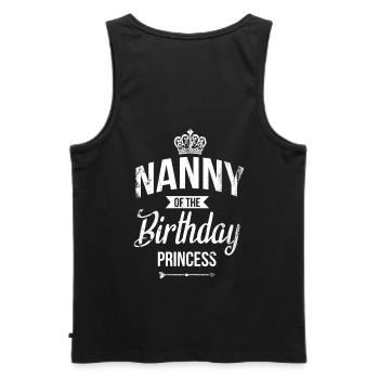 Nounou la princesse d’anniversaire pour - Débardeur bio Premium Homme - noir - Dos - AI Model Male 178 light (178cm)