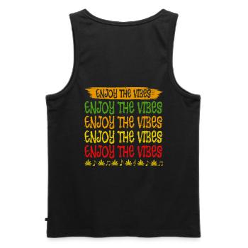 Enjoy The Vibes Reggae Style Design For - Men's Premium Organic Tank Top - black - Back - AI Model Male 178 light (178cm)