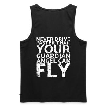 Never Go Faster Than Your Guardian For - Men's Premium Organic Tank Top - black - Back - AI Model Male 178 light (178cm)