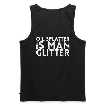 Oil splash est un design de paillettes d’homme pour la mécanique - Débardeur bio Premium Homme - noir - Dos - AI Model Male 178 light (178cm)
