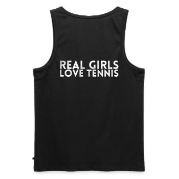 Les vraies filles adorent le design de tennis Pour les fans de tennis - Débardeur bio Premium Homme - noir - Dos - AI Model Male 178 light (178cm)