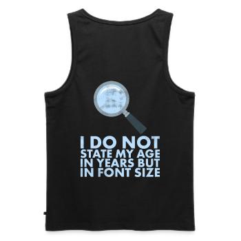 Je ne donne pas mon âge en années, mais en - Débardeur bio Premium Homme - noir - Dos - AI Model Male 178 light (178cm)