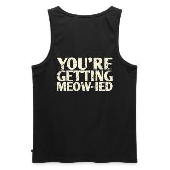 Vous obtenez Meow-ied-design pour la mariée et le - Débardeur bio Premium Homme - noir - Dos - AI Model Male 178 light (178cm)