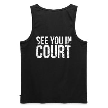 Rendez-vous sur le terrain pour les joueurs de badminton - Débardeur bio Premium Homme - noir - Dos - AI Model Male 178 light (178cm)