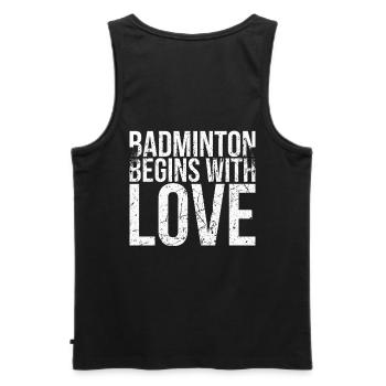 Le badminton commence par l’amour pour le joueur de badminton - Débardeur bio Premium Homme - noir - Dos - AI Model Male 178 light (178cm)
