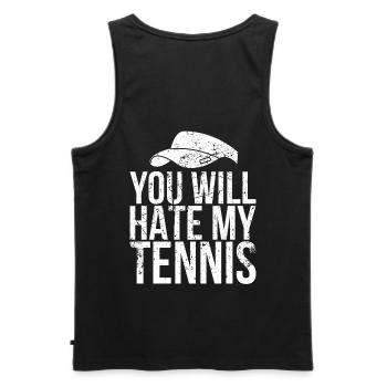 Tu deviendras mon design de tennis pour les fans de tennis - Débardeur bio Premium Homme - noir - Dos - AI Model Male 178 light (178cm)