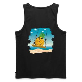 Ananas-schaukel-design Für Strandliebhaber Ananas - Männer Premium Bio Tank Top - Schwarz - Hinten - AI Model Male 178 light (178cm)