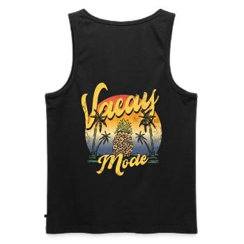 Vacay-modus pineapple pine design For beach - Men's Premium Organic Tank Top - black - Back - AI Model Male 178 light (178cm)