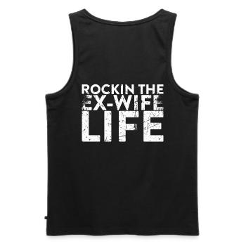 Rockin La vie de l’ex-femme pour le divorce - Débardeur bio Premium Homme - noir - Dos - AI Model Male 178 light (178cm)