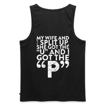 My wife and I broke up, she did the - Men's Premium Organic Tank Top - black - Back - AI Model Male 178 light (178cm)