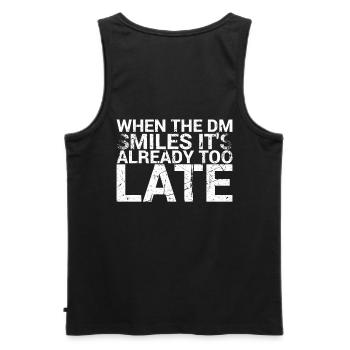 When the dm smiles, it is already too late for - Men's Premium Organic Tank Top - black - Back - AI Model Male 178 light (178cm)