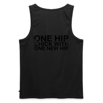 A hip chick with a new hip woman - Men's Premium Organic Tank Top - black - Back - AI Model Male 178 light (178cm)