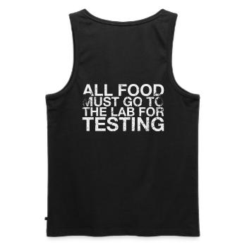 Alle Lebensmittel Müssen Zum Testen Von - Männer Premium Bio Tank Top - Schwarz - Hinten - AI Model Male 178 light (178cm)