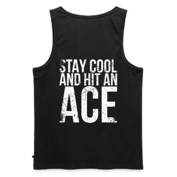 Stay cool and beat an Ass Design - Men's Premium Organic Tank Top - black - Back - AI Model Male 178 light (178cm)