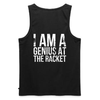 I'm a genius in racket design for tennis fans - Men's Premium Organic Tank Top - black - Back - AI Model Male 178 light (178cm)