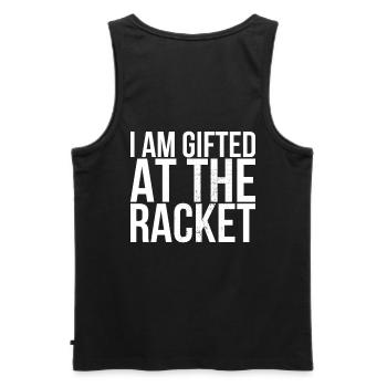 Ich Bin Begabt Bei The Racket Design For Tennis - Männer Premium Bio Tank Top - Schwarz - Hinten - AI Model Male 178 light (178cm)