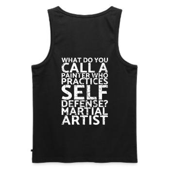 Wie Nennt Man Einen Maler, Der Sich Selbst Übt? - Männer Premium Bio Tank Top - Schwarz - Hinten - AI Model Male 178 light (178cm)