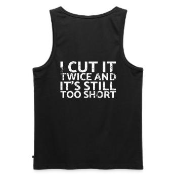 I've cut it twice and it's always - Men's Premium Organic Tank Top - black - Back - AI Model Male 178 light (178cm)