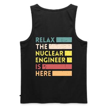 Relax, who is a nuclear engineer - Men's Premium Organic Tank Top - black - Back - AI Model Male 178 light (178cm)