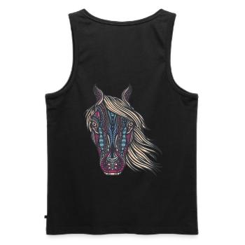 Tribal Pferd design für Reiterinnen, - Männer Premium Bio Tank Top - Schwarz - Hinten - AI Model Male 178 light (178cm)