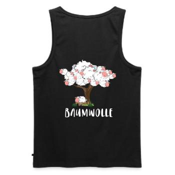 Baumwolle Wortspiel Schaf auf Baum, Schaf - Männer Premium Bio Tank Top - Schwarz - Hinten - AI Model Male 178 light (178cm)