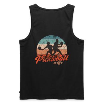 Life is amazing, Pickleball does it - Men's Premium Organic Tank Top - black - Back - AI Model Male 178 light (178cm)