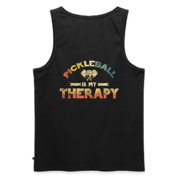 Life is amazing, Pickleball does it - Men's Premium Organic Tank Top - black - Back - AI Model Male 178 light (178cm)