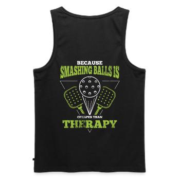 Life is amazing, Pickleball does it - Men's Premium Organic Tank Top - black - Back - AI Model Male 178 light (178cm)