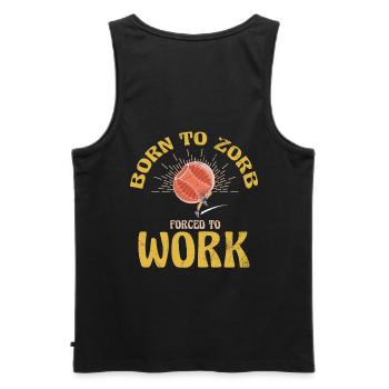 Né à Zorb face au travail, Zorbing - Débardeur bio Premium Homme - noir - Dos - AI Model Male 178 light (178cm)