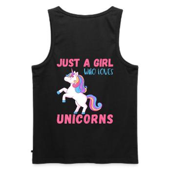 Nur Ein Mädchen, Das Einhörner Liebt - Männer Premium Bio Tank Top - Schwarz - Hinten - AI Model Male 178 light (178cm)