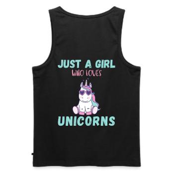 Nur Ein Mädchen, Das Einhörner Liebt. - Männer Premium Bio Tank Top - Schwarz - Hinten - AI Model Male 178 light (178cm)
