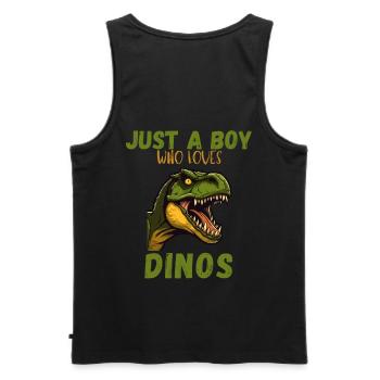 Juste un garçon qui aime les dinos - Débardeur bio Premium Homme - noir - Dos - AI Model Male 178 light (178cm)