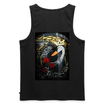 Swan Rush - Men's Premium Organic Tank Top - black - Back - AI Model Male 178 light (178cm)