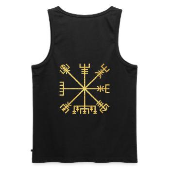Vegvísir, symbole islandais de la protection des voyageurs - Débardeur bio Premium Homme - noir - Dos - AI Model Male 178 light (178cm)