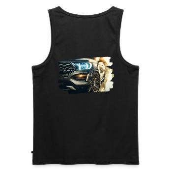 Modernes Luxusauto in der Regenreflexion - Männer Premium Bio Tank Top - Schwarz - Hinten - AI Model Male 178 light (178cm)