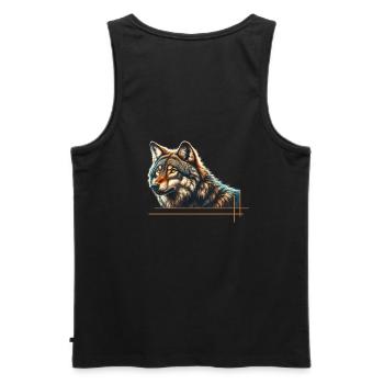 Majestic wolf - Men's Premium Organic Tank Top - black - Back - AI Model Male 178 light (178cm)