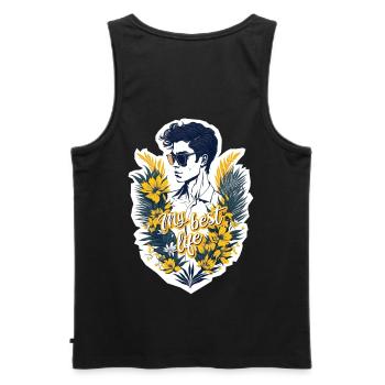 Mein bestes Leben - Männer Premium Bio Tank Top - Schwarz - Hinten - AI Model Male 178 light (178cm)