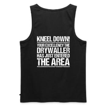 Drywall fitter Drywaller - Men's Premium Organic Tank Top - black - Back - AI Model Male 178 light (178cm)