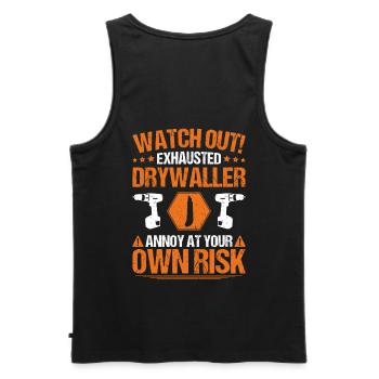 Drywall fitter Drywaller - Men's Premium Organic Tank Top - black - Back - AI Model Male 178 light (178cm)