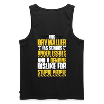 Drywall fitter Drywaller - Men's Premium Organic Tank Top - black - Back - AI Model Male 178 light (178cm)