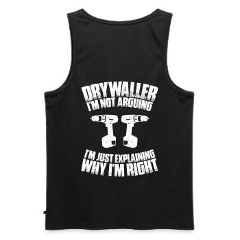 Drywall fitter Drywaller - Men's Premium Organic Tank Top - black - Back - AI Model Male 178 light (178cm)