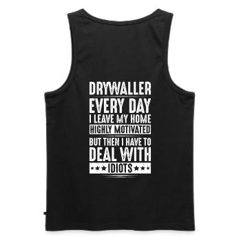 Drywall fitter Drywaller - Men's Premium Organic Tank Top - black - Back - AI Model Male 178 light (178cm)