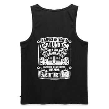 Veranstaltungstechniker Event Technician - Männer Premium Bio Tank Top - Schwarz - Hinten - AI Model Male 178 light (178cm)