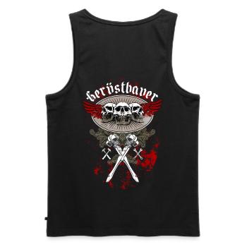 Gerüstbauer Shirt bedruckt in top Markenqualität - Männer Premium Bio Tank Top - Schwarz - Hinten - AI Model Male 178 light (178cm)