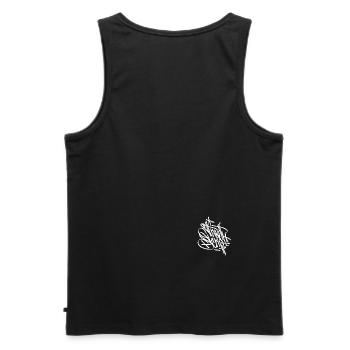 "Street Script" handstyle - Men's Premium Organic Tank Top - black - Back - AI Model Male 178 light (178cm)
