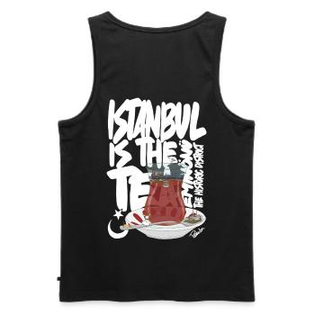 Turkish TeacupAnimated Vintage Scene - Men's Premium Organic Tank Top - black - Back - AI Model Male 178 light (178cm)