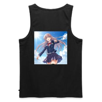 Schulmädchen im blauen Himmel - Männer Premium Bio Tank Top - Schwarz - Hinten - AI Model Male 178 light (178cm)