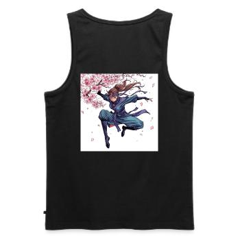 Kirschblüten Krieger Stil - Männer Premium Bio Tank Top - Schwarz - Hinten - AI Model Male 178 light (178cm)